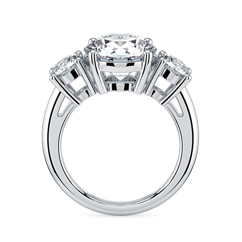 Round 3-Stone Diamond Engagement Ring - White