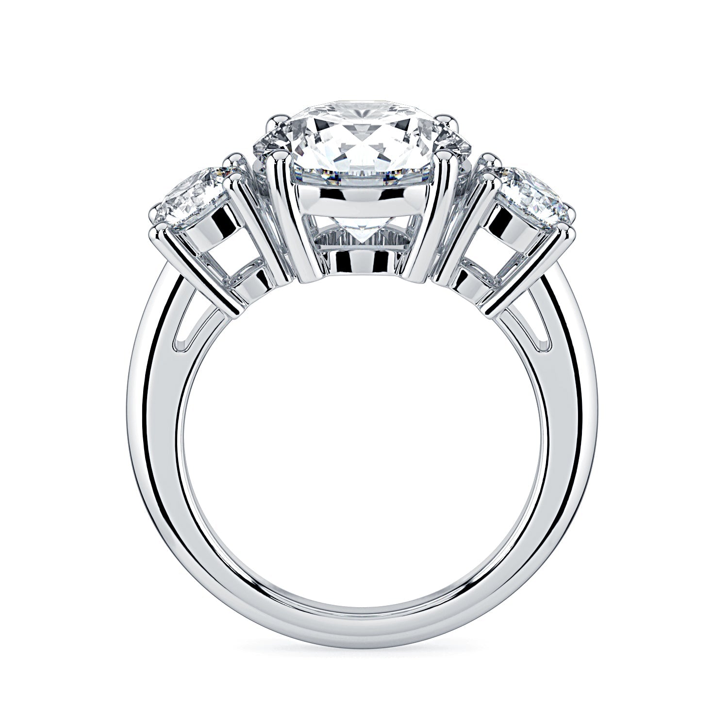 Round 3-Stone Diamond Engagement Ring - White