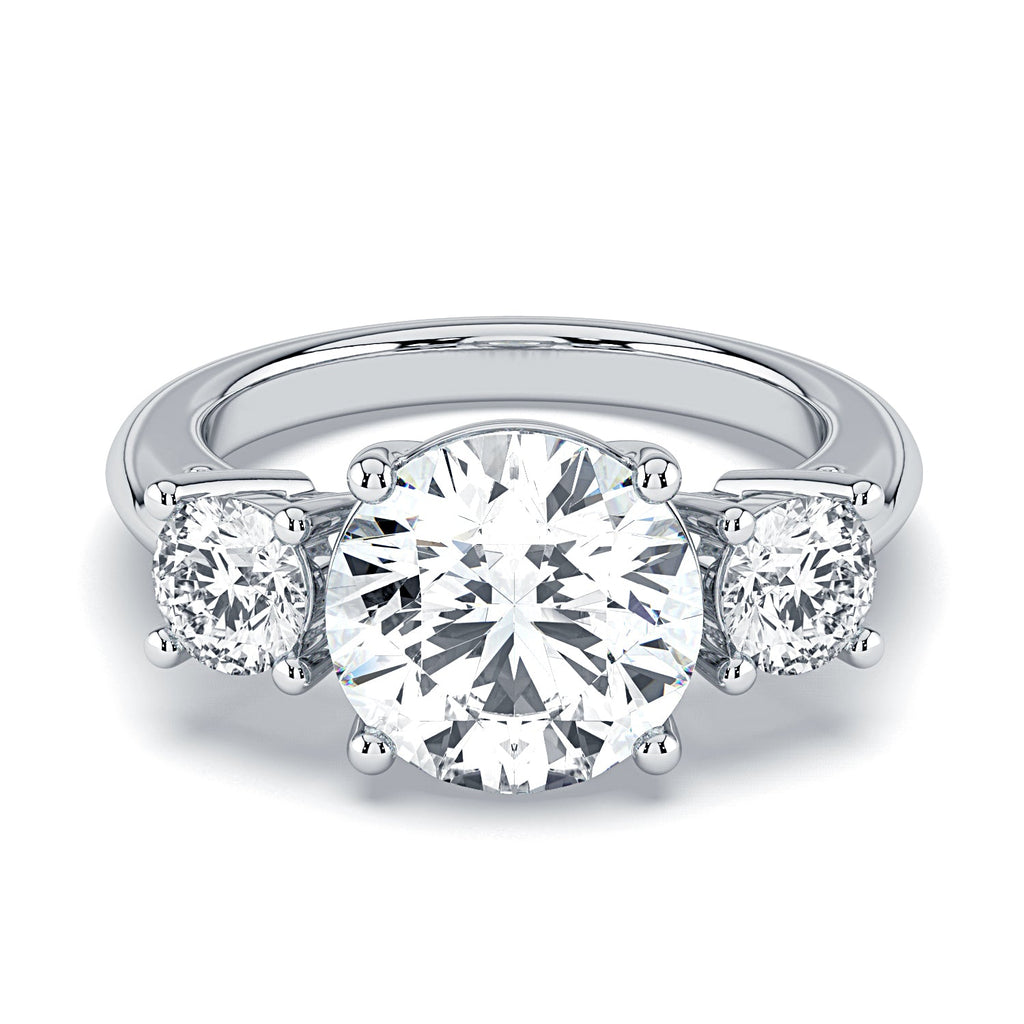 Round 3-Stone Diamond Engagement Ring - White