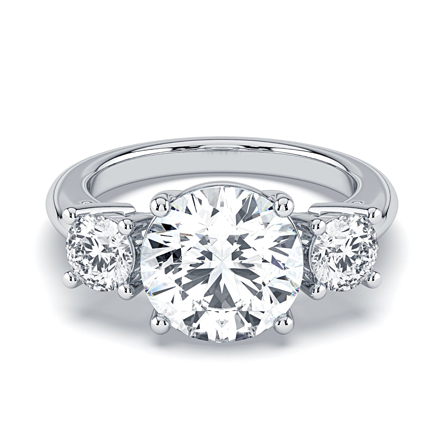 Round 3-Stone Diamond Engagement Ring - White