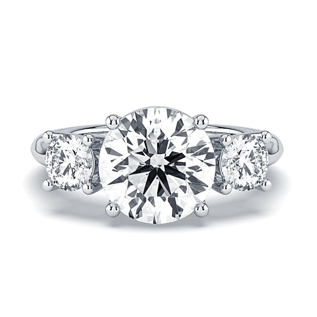 Round 3-Stone Diamond Engagement Ring - White