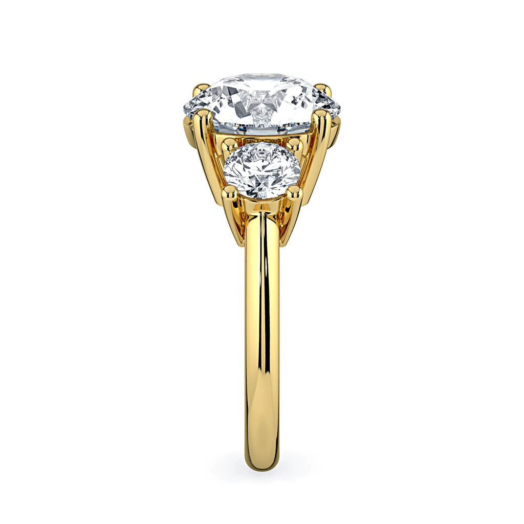 Round 3-Stone Diamond Engagement Ring - Yellow