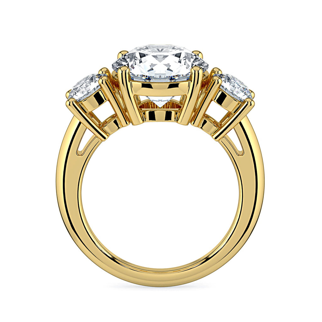Round 3-Stone Diamond Engagement Ring - Yellow