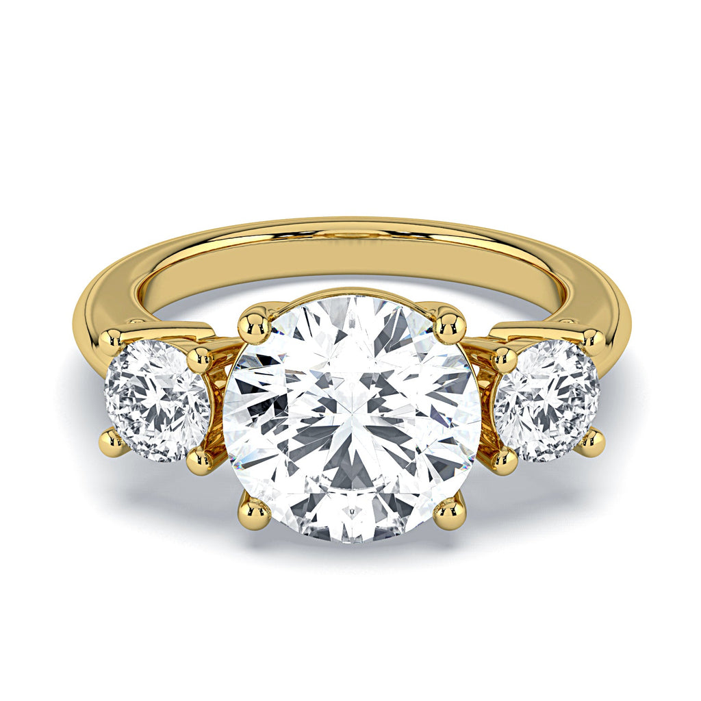 Round 3-Stone Diamond Engagement Ring - Yellow
