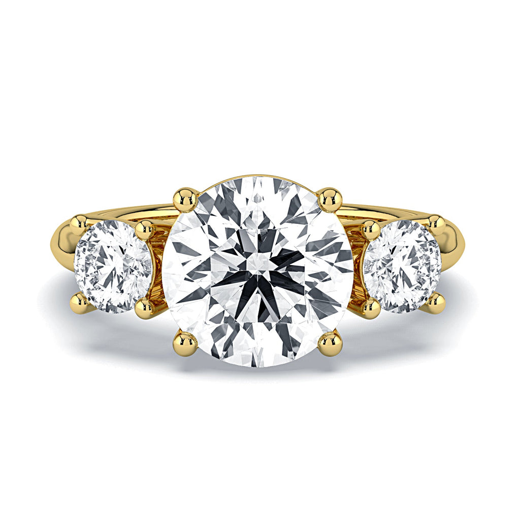 Round 3-Stone Diamond Engagement Ring - Yellow