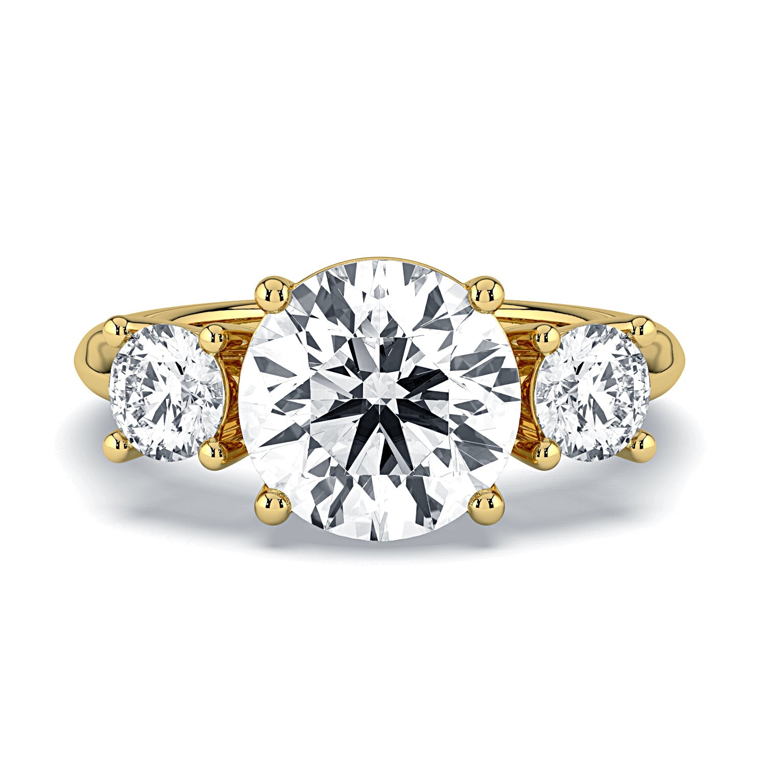 Round 3-Stone Diamond Engagement Ring - Yellow