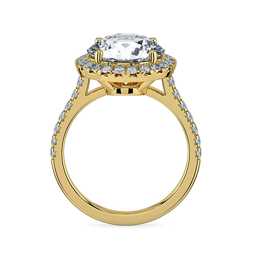 Round Halo & Pavé Diamond Engagement Ring - Yellow