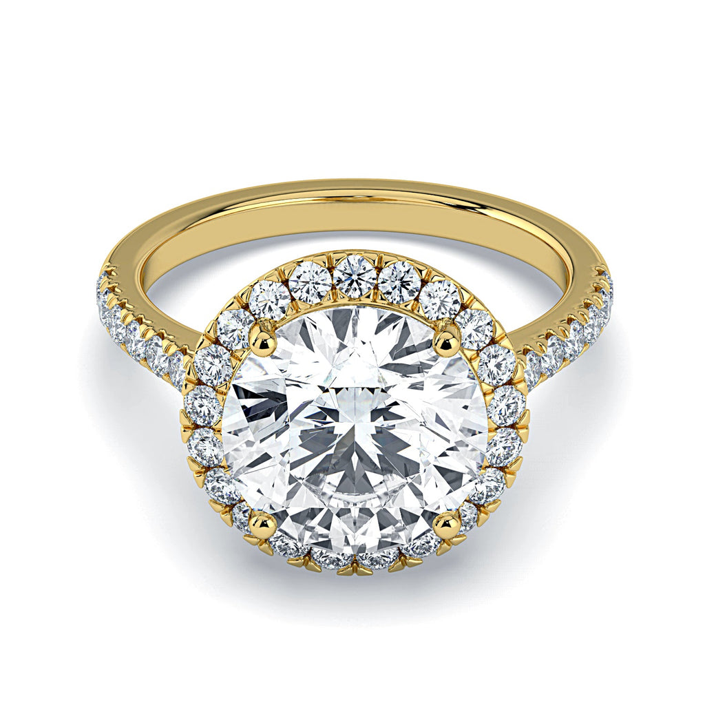 Round Halo & Pavé Diamond Engagement Ring - Yellow