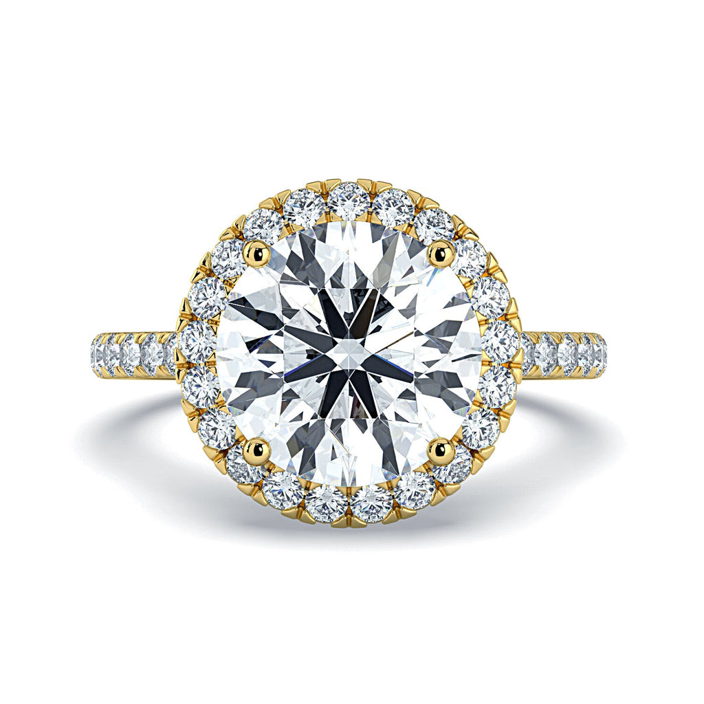 Round Halo & Pavé Diamond Engagement Ring - Yellow