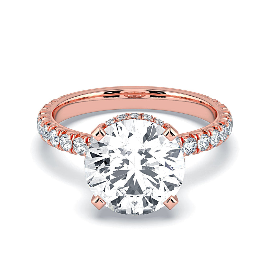 Round Hidden Halo & Pavé Diamond Engagement Ring - Rose