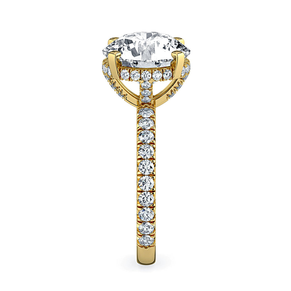 Round Hidden Halo & Pavé Diamond Engagement Ring - Yellow