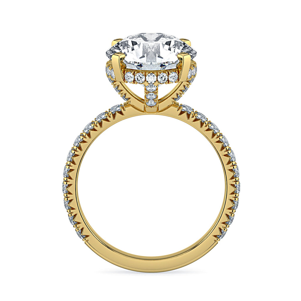 Round Hidden Halo & Pavé Diamond Engagement Ring - Yellow