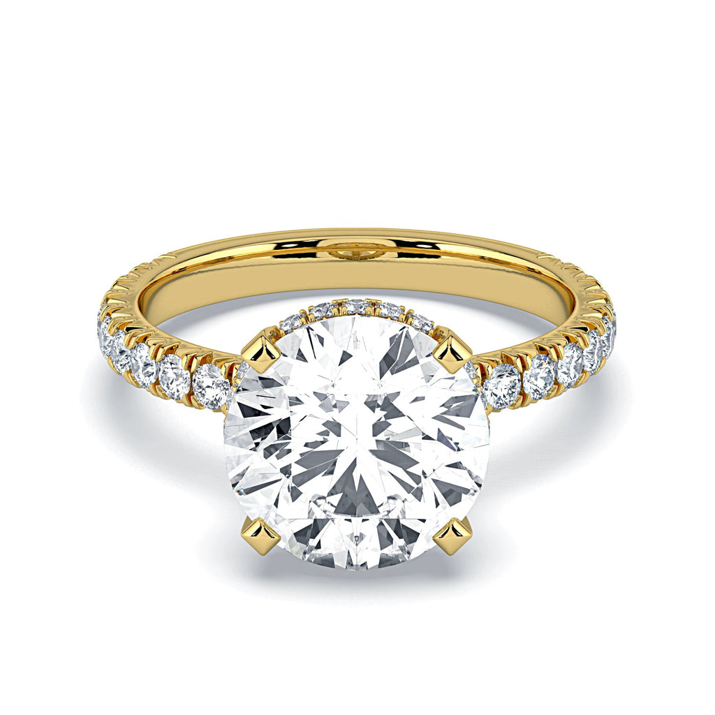 Round Hidden Halo & Pavé Diamond Engagement Ring - Yellow