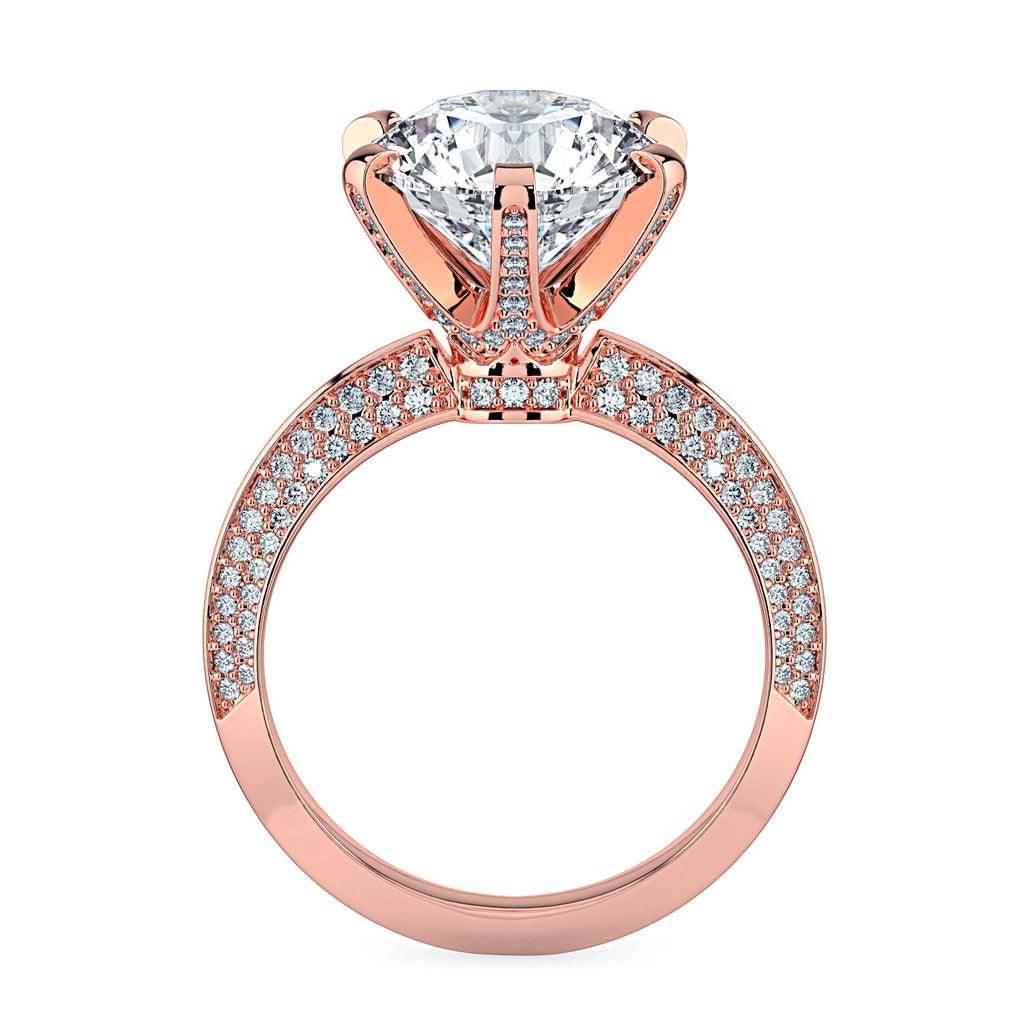 Round Pavé Diamond Engagement Ring - Rose