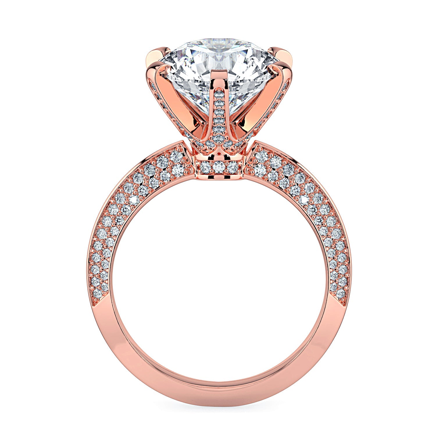 Round Pavé Diamond Engagement Ring - Rose