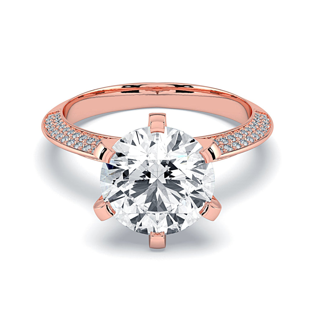 Round Pavé Diamond Engagement Ring - Rose