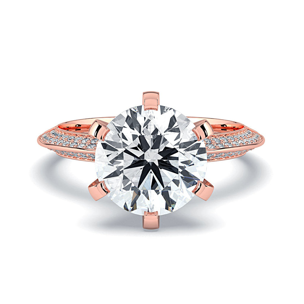 Round Pavé Diamond Engagement Ring - Rose