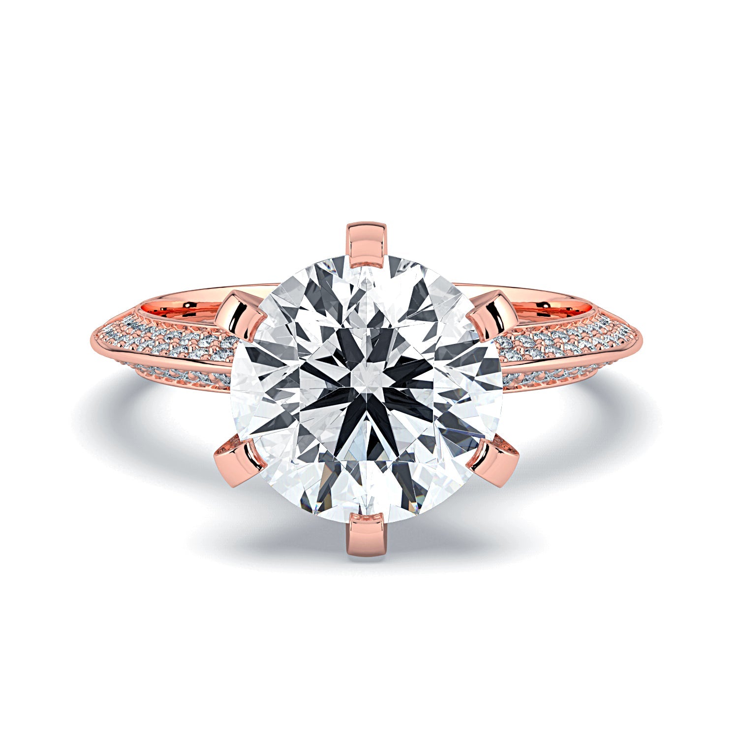 Round Pavé Diamond Engagement Ring - Rose