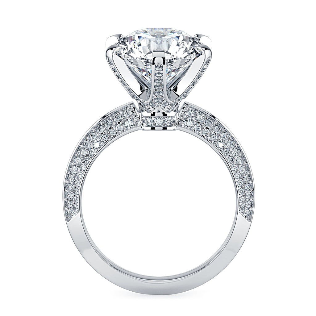Round Pavé Diamond Engagement Ring - White