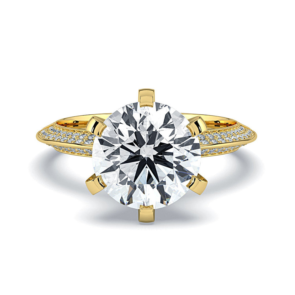 Round Pavé Diamond Engagement Ring - Yellow
