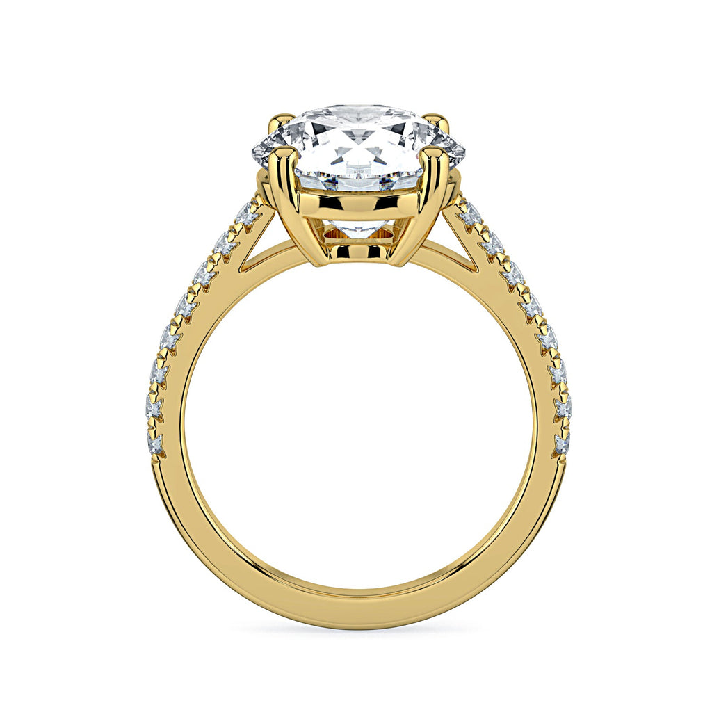 Round Solitaire & Pavé Diamond Engagement Ring - Yellow