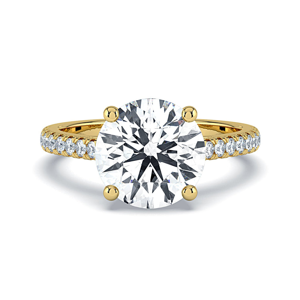 Round Solitaire & Pavé Diamond Engagement Ring - Yellow