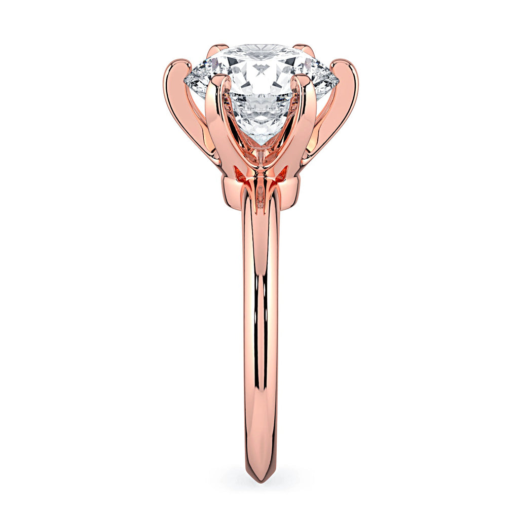 Round 6-Prong Solitaire Diamond Engagement Ring - Rose