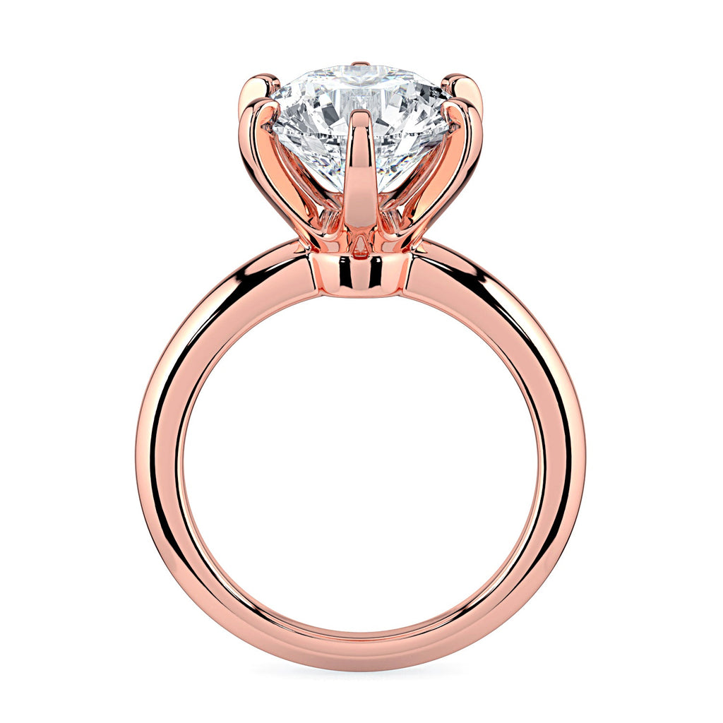 Round 6-Prong Solitaire Diamond Engagement Ring - Rose