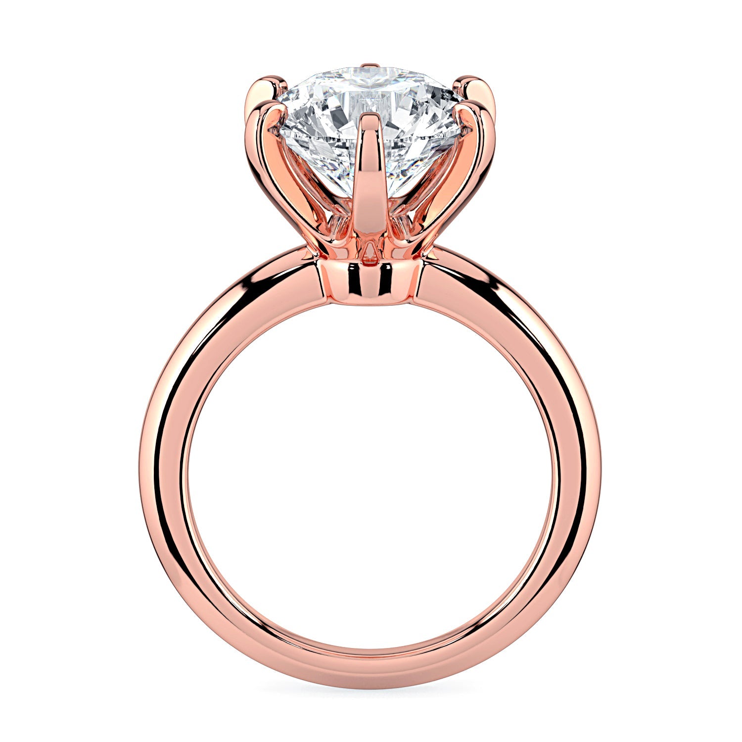 Round 6-Prong Solitaire Diamond Engagement Ring - Rose