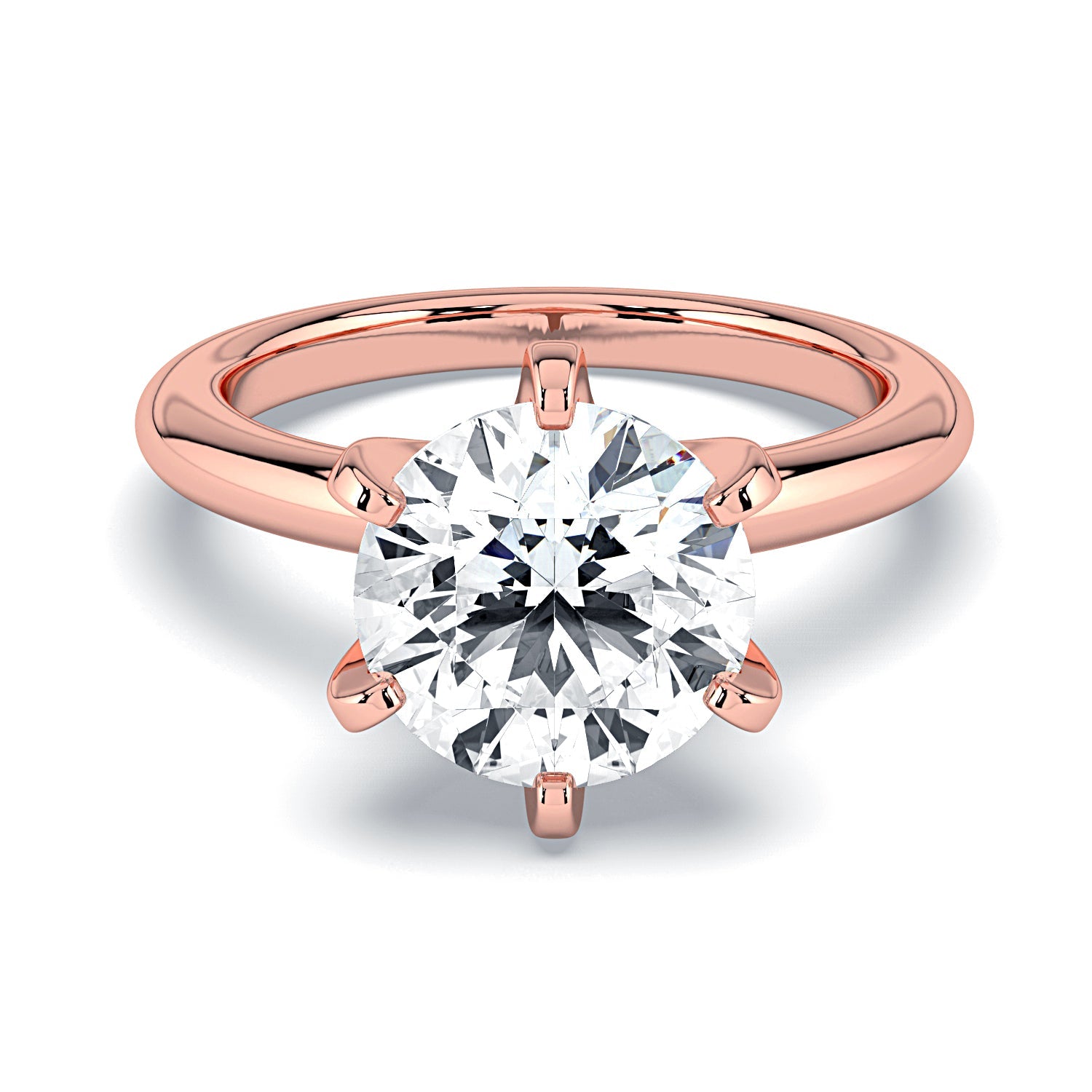 Round 6-Prong Solitaire Diamond Engagement Ring - Rose