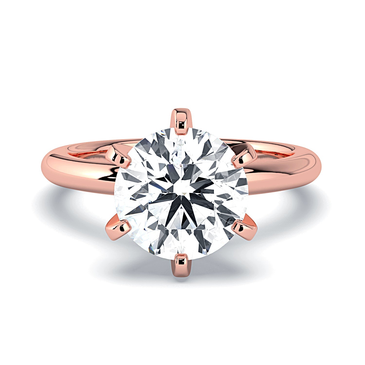 Round 6-Prong Solitaire Diamond Engagement Ring - Rose