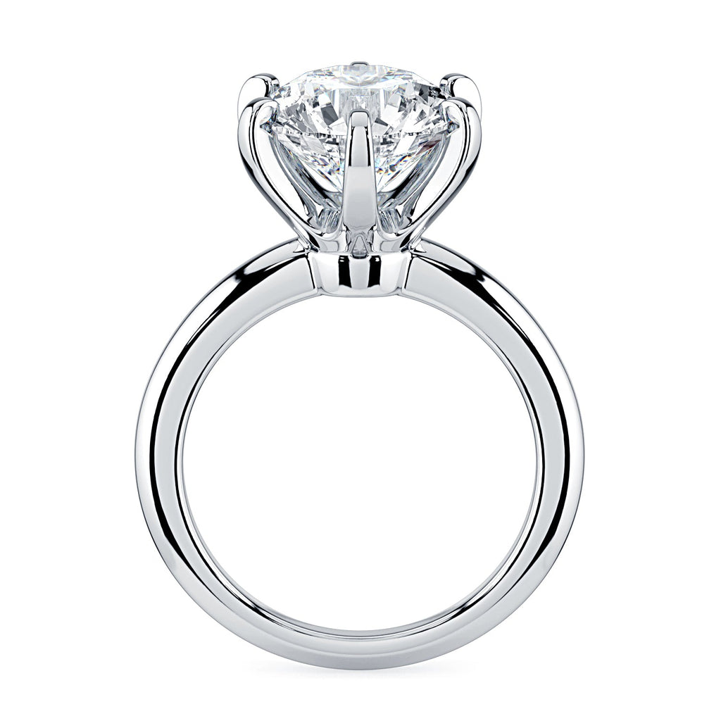 Round 6-Prong Solitaire Diamond Engagement Ring - White