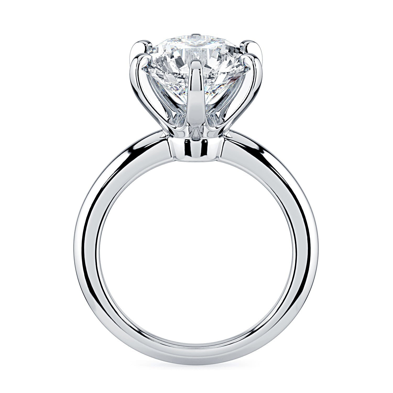 Round 6-Prong Solitaire Diamond Engagement Ring - White