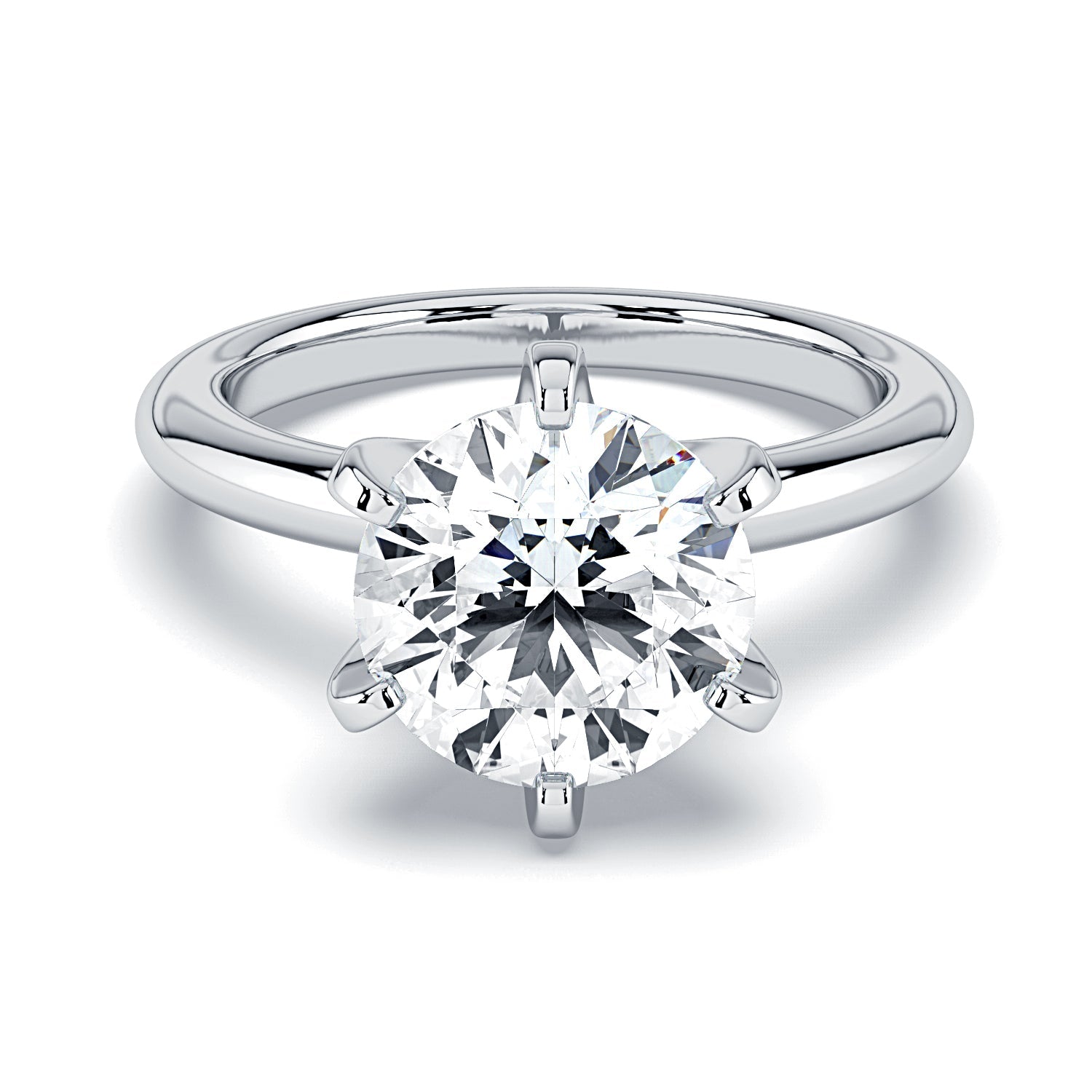 Round 6-Prong Solitaire Diamond Engagement Ring - White