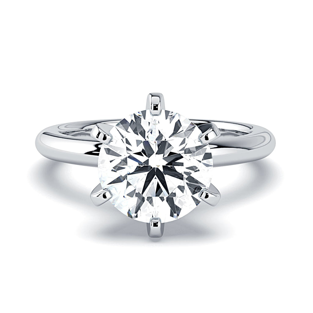 Round 6-Prong Solitaire Diamond Engagement Ring - White