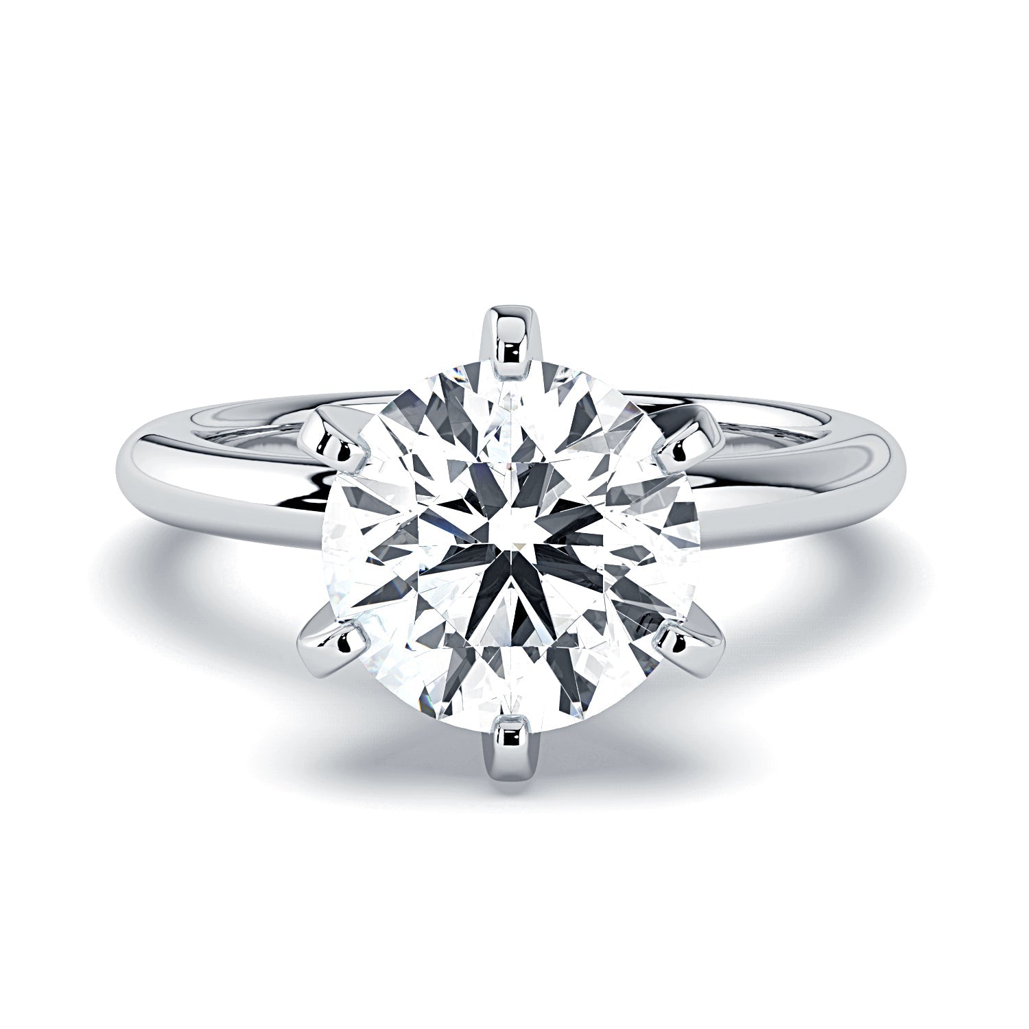 Round 6-Prong Solitaire Diamond Engagement Ring - White