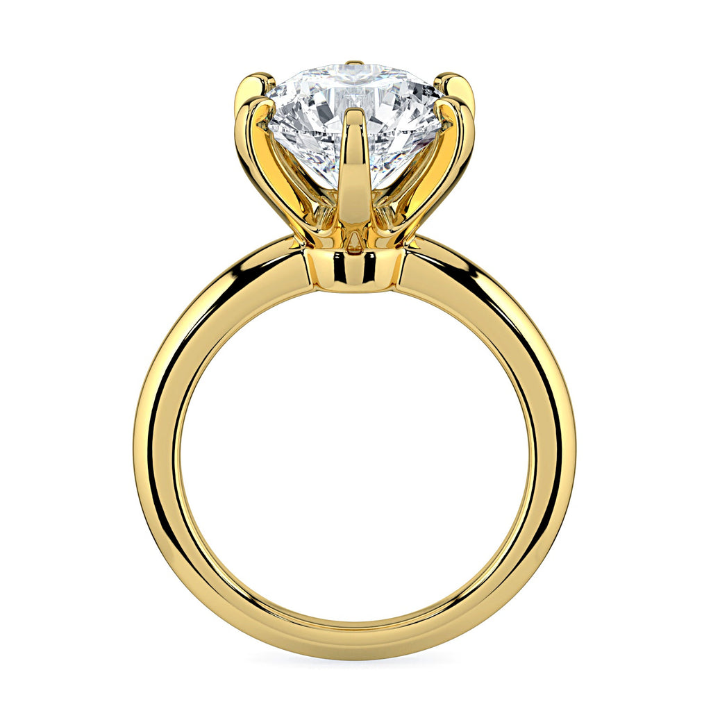Round 6-Prong Solitaire Diamond Engagement Ring - Yellow