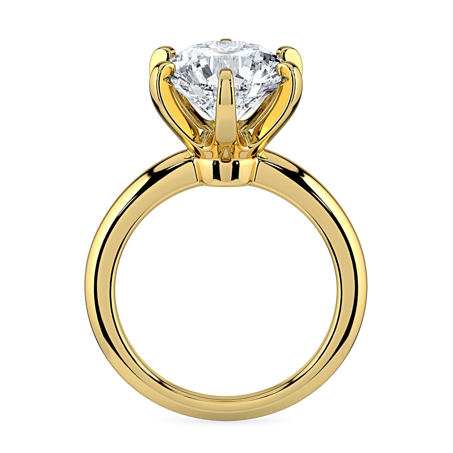Round 6-Prong Solitaire Diamond Engagement Ring - Yellow