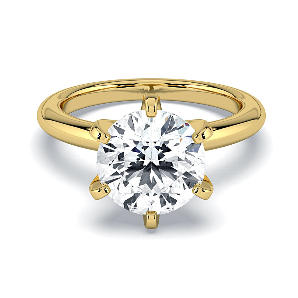 Round 6-Prong Solitaire Diamond Engagement Ring - Yellow
