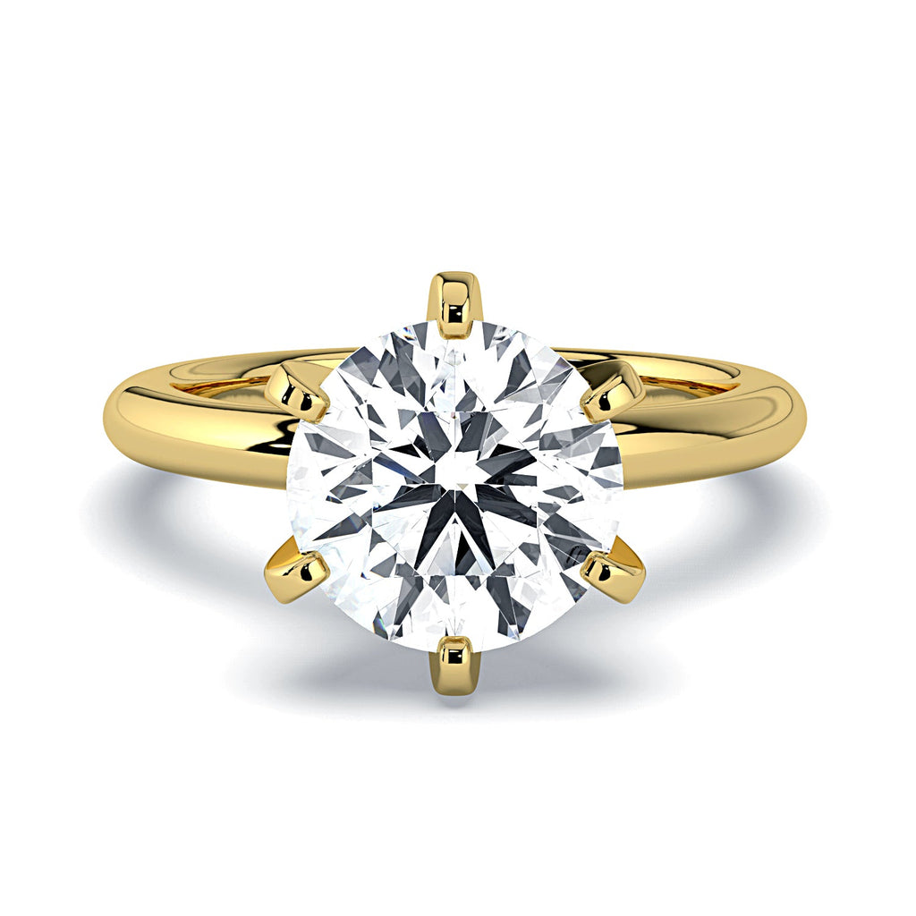 Round 6-Prong Solitaire Diamond Engagement Ring - Yellow