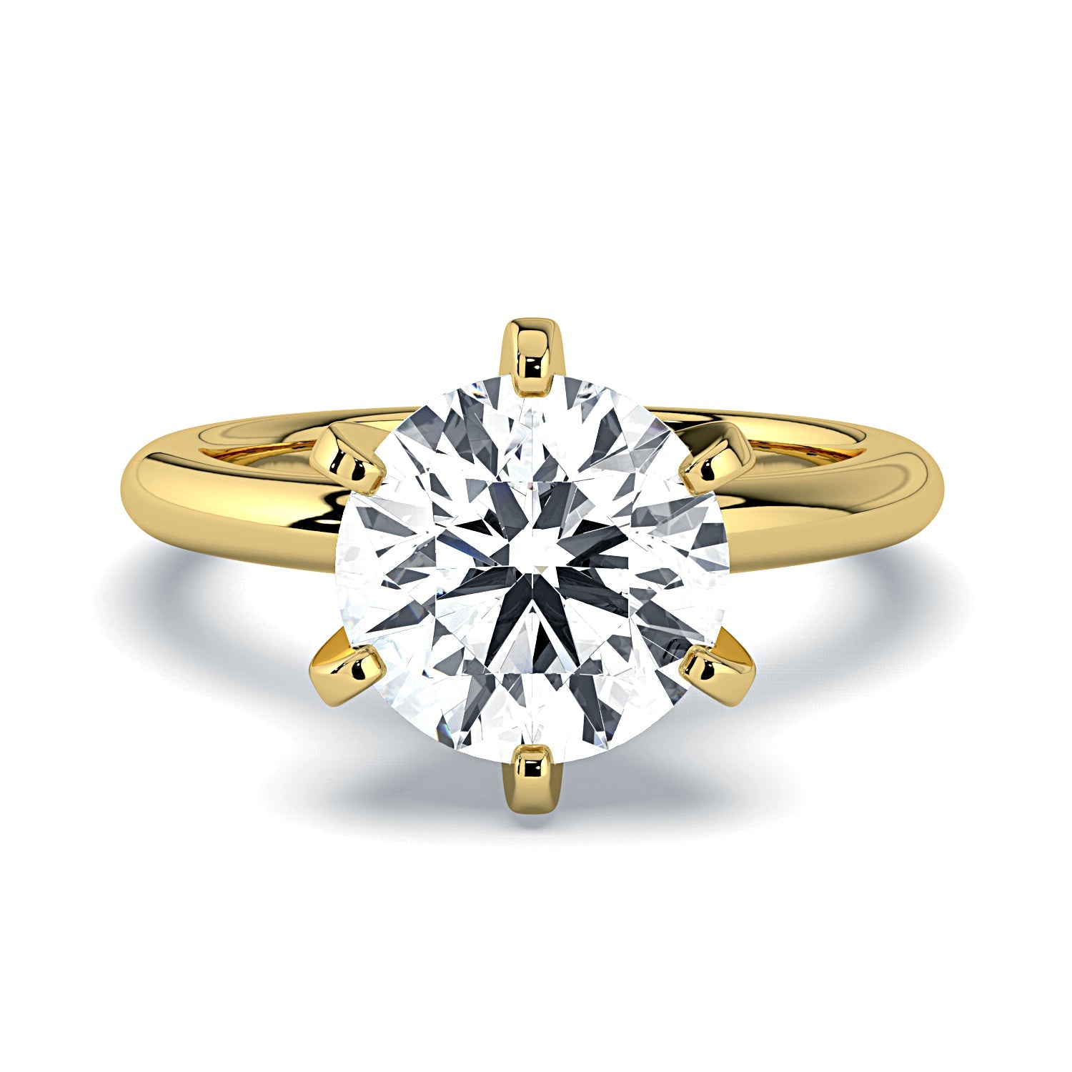 Round 6-Prong Solitaire Diamond Engagement Ring - Yellow