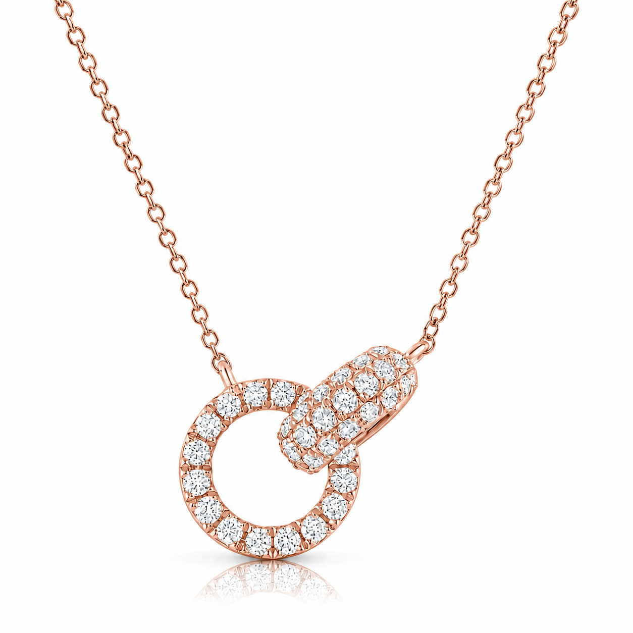 Interlocking Round Diamond Necklace, 18K