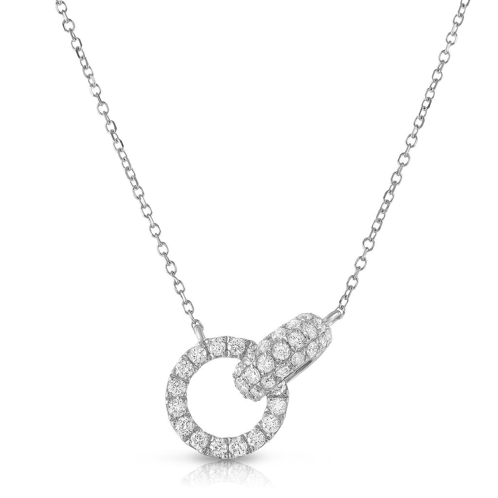 Interlocking Round Diamond Necklace-White
