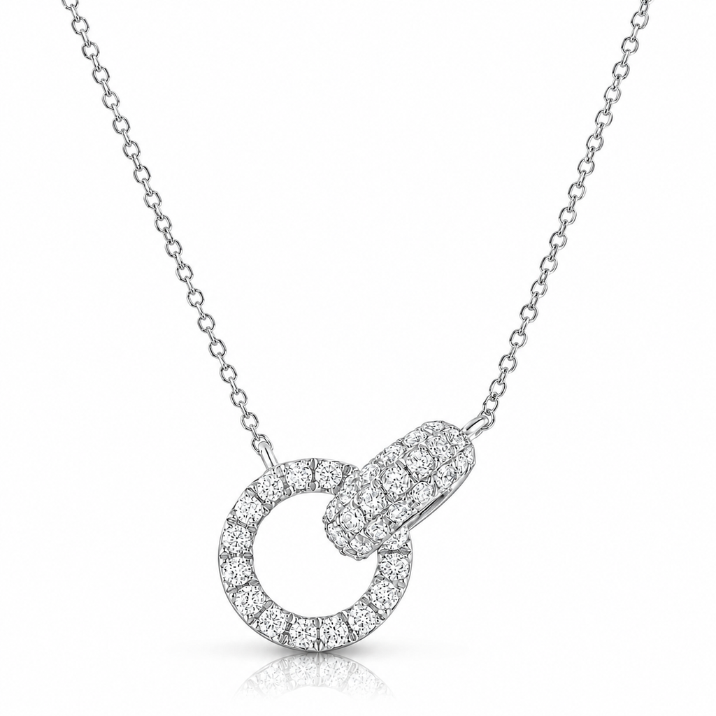 Interlocking Round Diamond Necklace, 18K