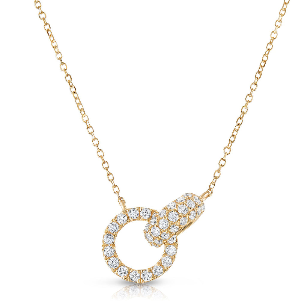 Interlocking Round Diamond Necklace-Yellow