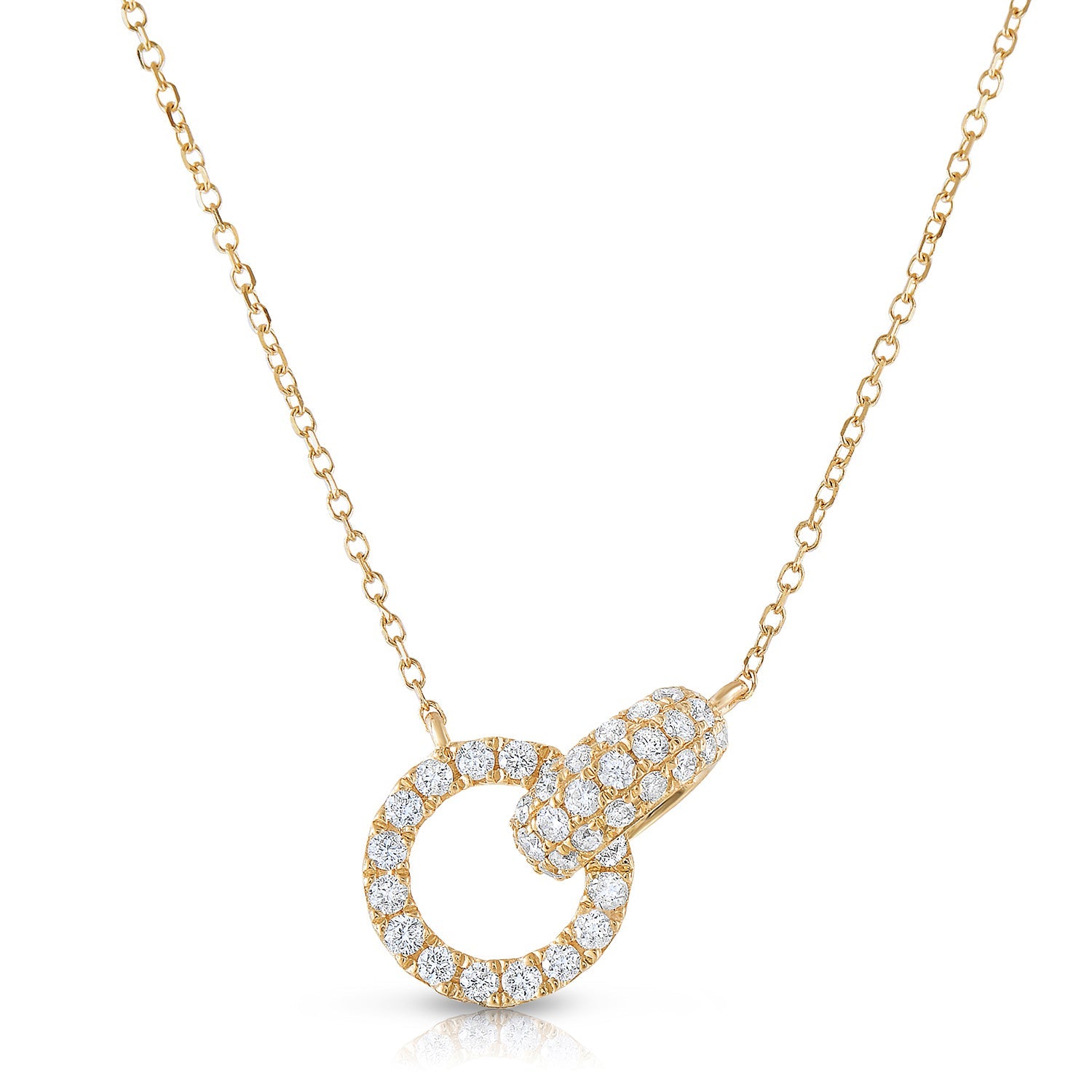 Interlocking Round Diamond Necklace-Yellow