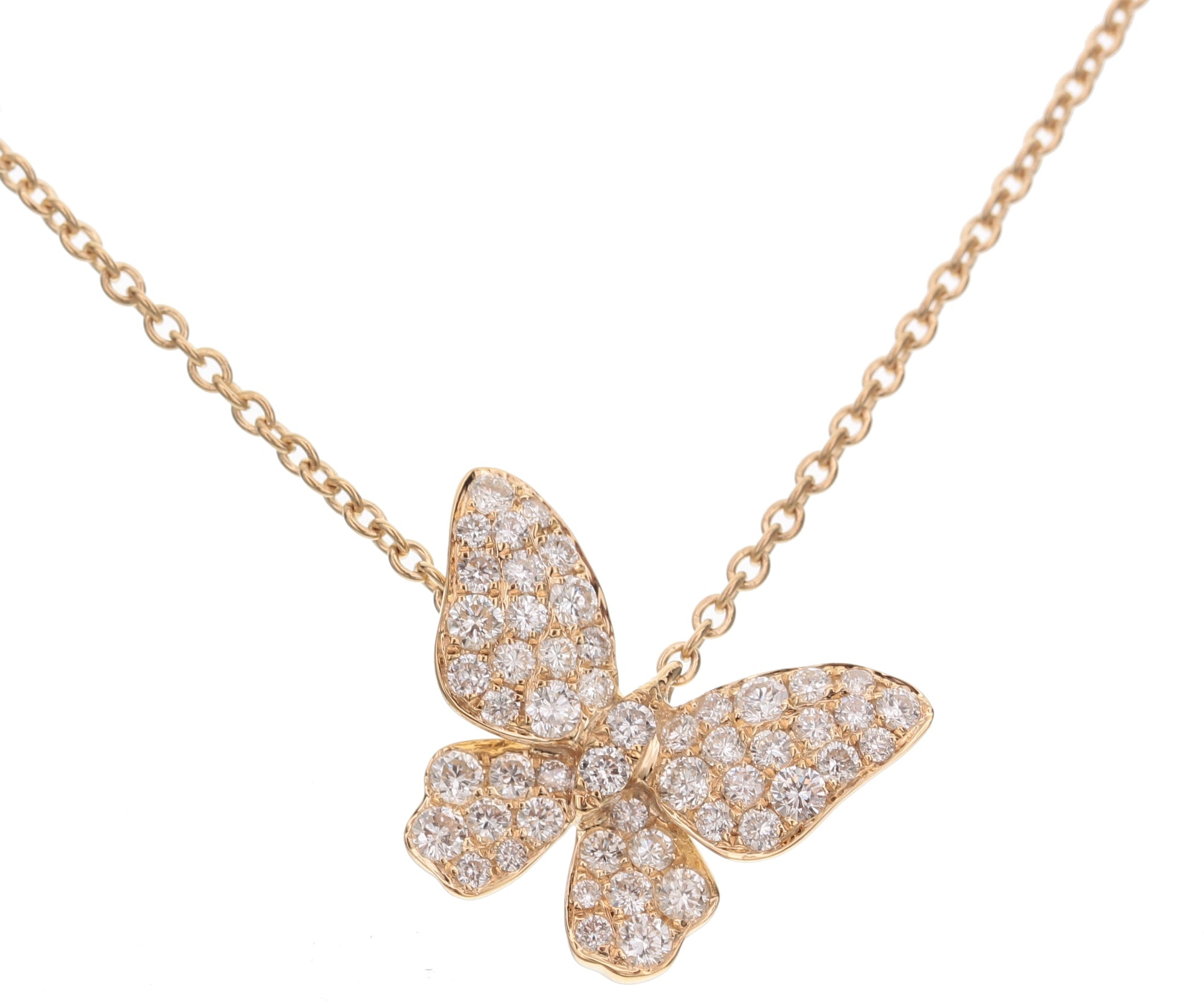 Butterfly Round Diamond Necklace-Yellow