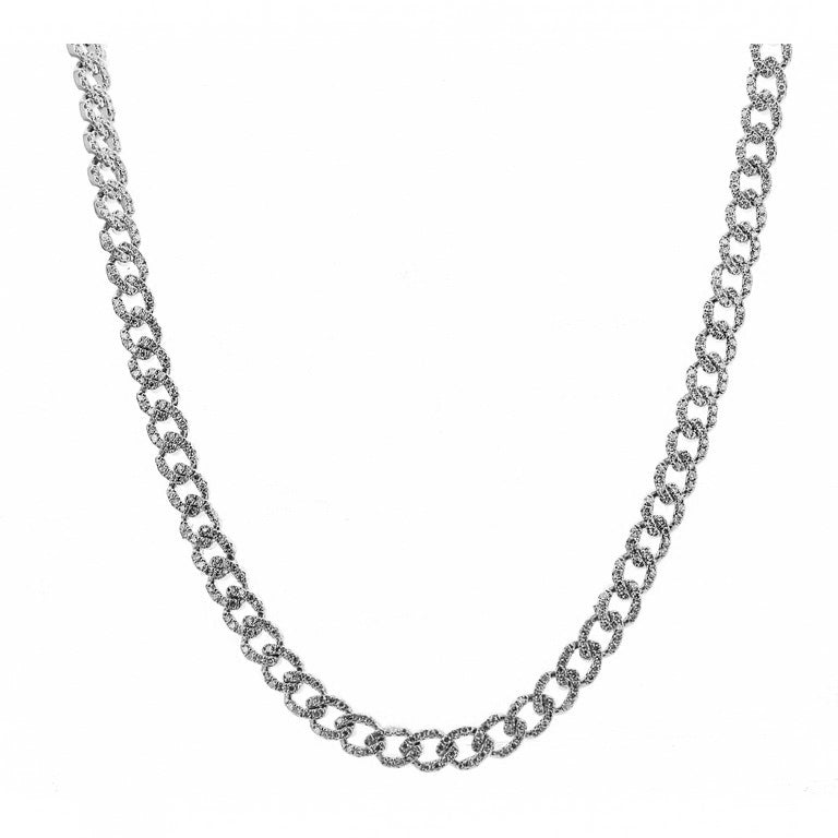 Curved Link Round Diamond Necklace