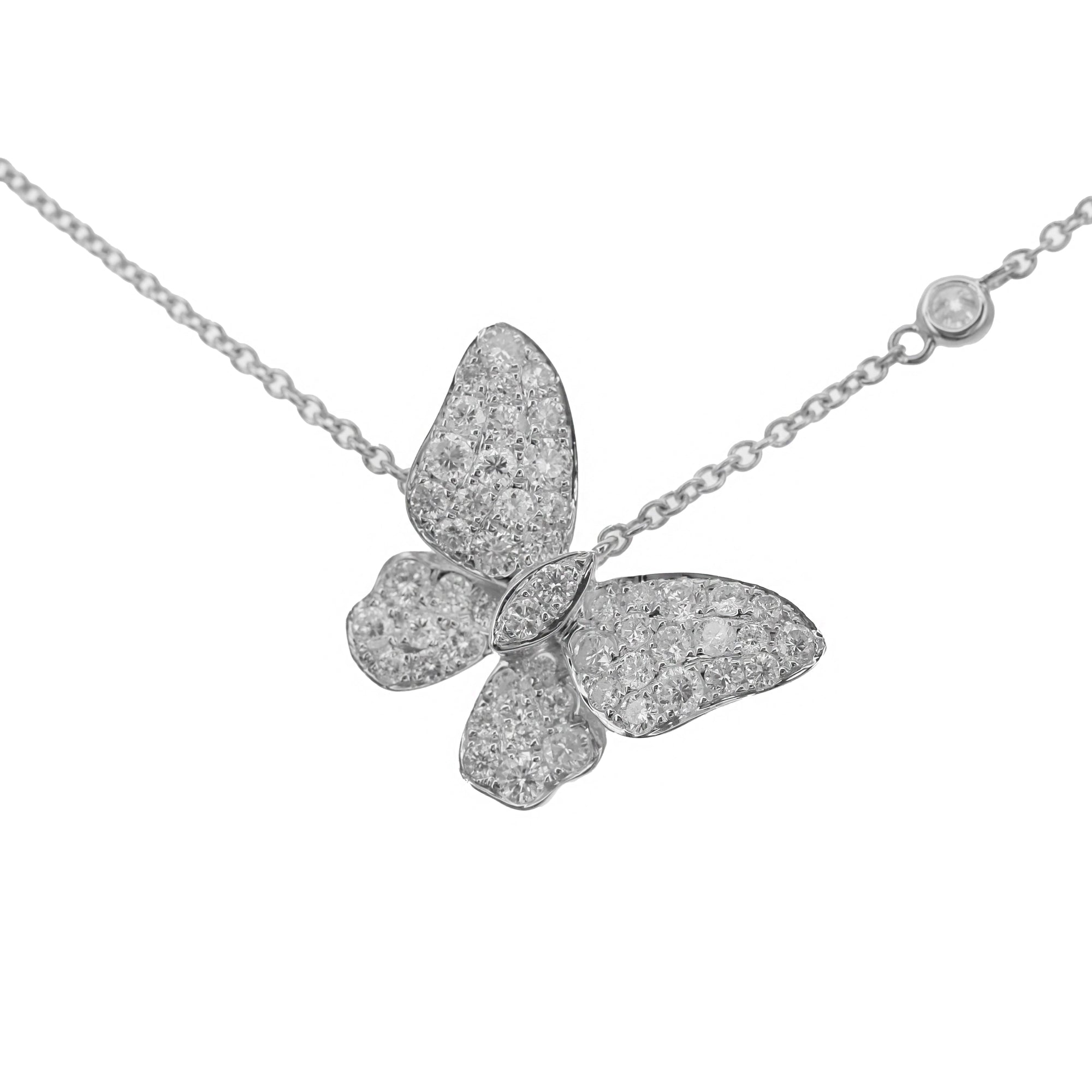 Butterfly Round Diamond Necklace