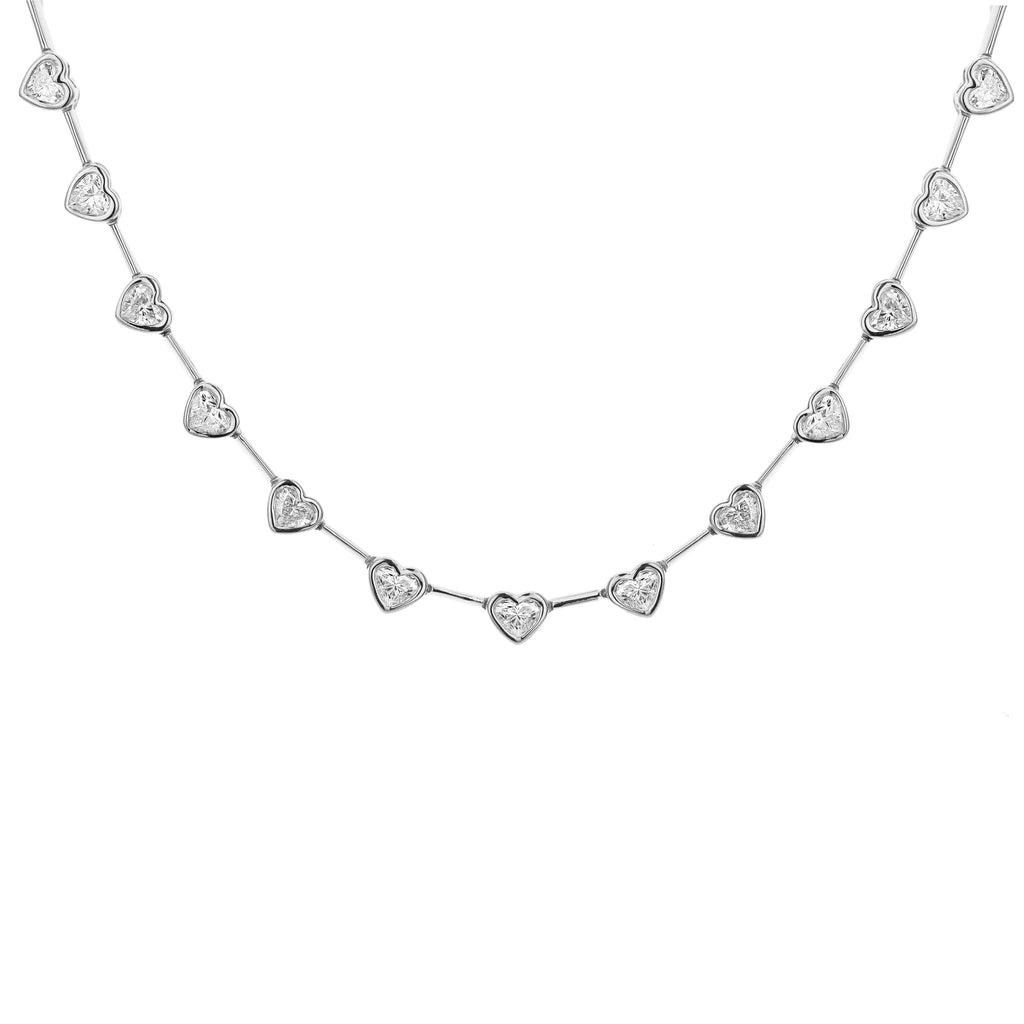 Heart Shape Diamond Necklace -White